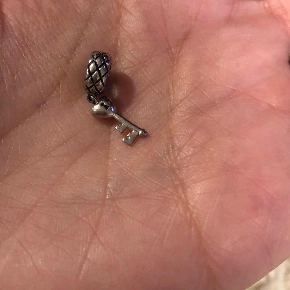 Heart key dangle sterling silver charm